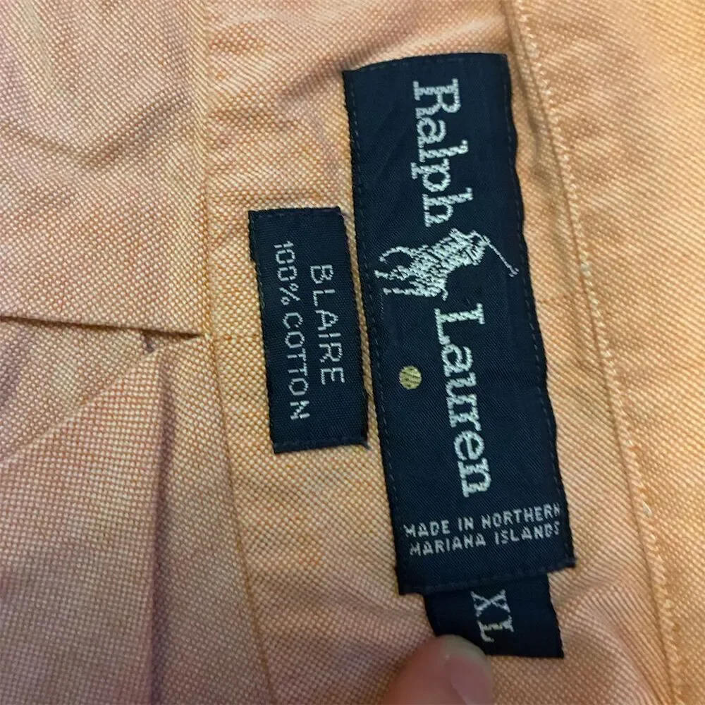 Ralph Lauren Men's XL Orange Short Sleeve Button‎ Down Shirt Casual